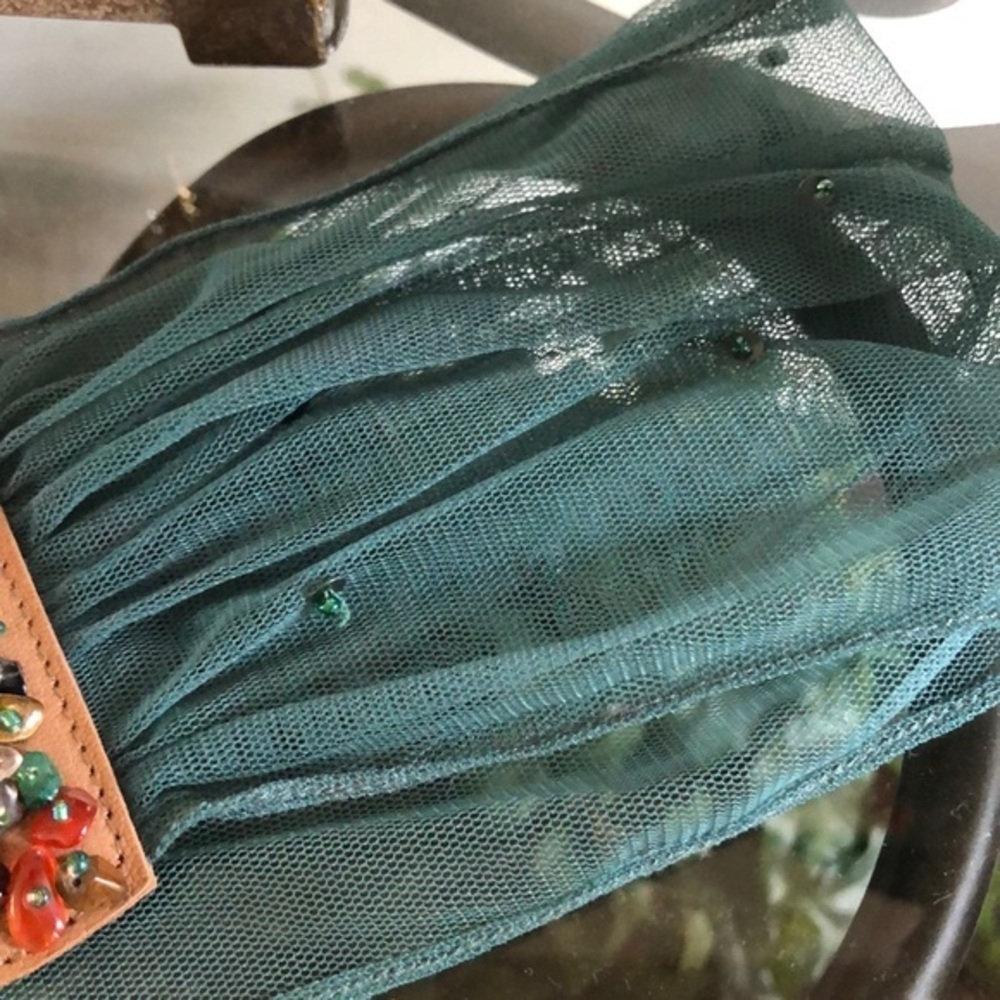 Vintage unique teal faux leather embellished belt - Picture 5 of 10